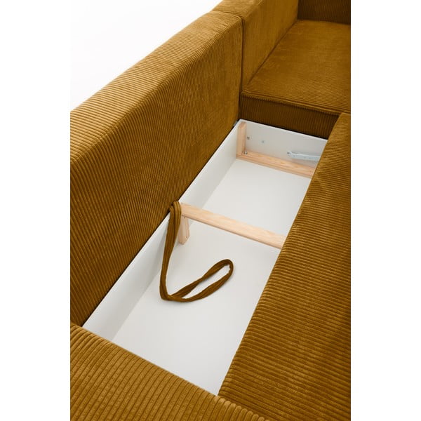 Geltonos spalvos aksominė modulinė sofa-lova Bonami Selection Bowie-image-1