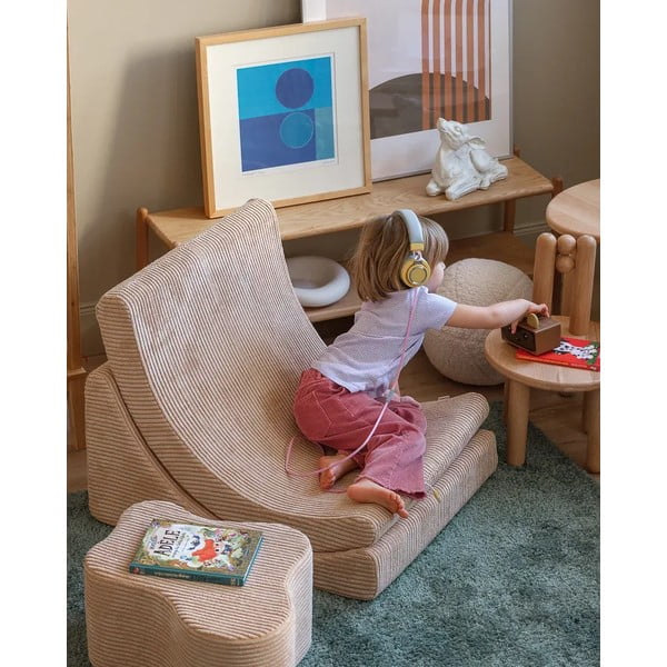 Šviesiai rudos spalvos iš kordinio velveto vaikiškas krėslas Moon – Wigiwama-image-4