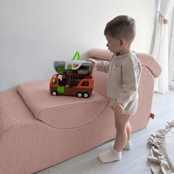 Kreminės spalvos vaikiškas krėslas iš kordinio velveto Wave – Meowbaby-image-1