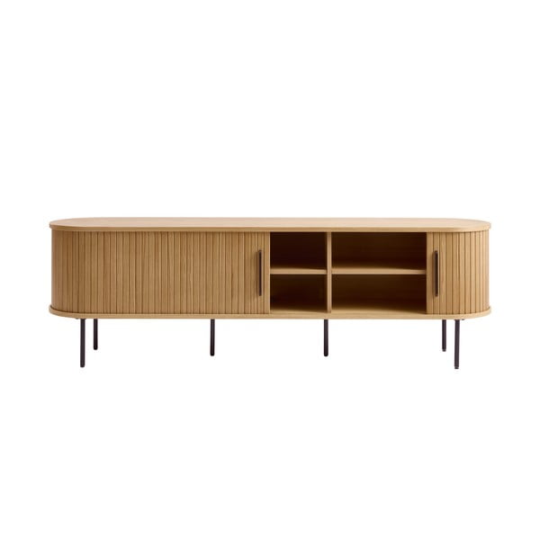 TV spintelė natūralios spalvos iš ąžuolo 56x180 cm Nola – Unique Furniture-image-4