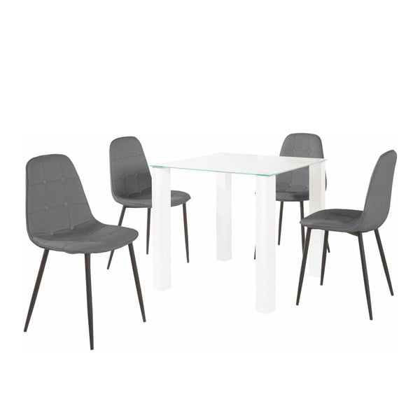 Valgomojo stalo ir 4 pilkų kėdžių komplektas "Støraa Dante", stalo ilgis 80 cm