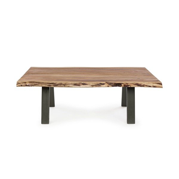 Juodos spalvos/natūralios spalvos kavos staliukas su akacijos stalviršiu 65x115 cm Aron – Bizzotto
