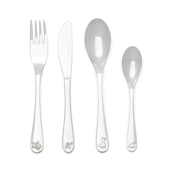 Vaikiški stalo įrankiai sidabrinės spalvos iš nerūdijančio plieno 4 vnt. Water life – Zilverstad-image-2