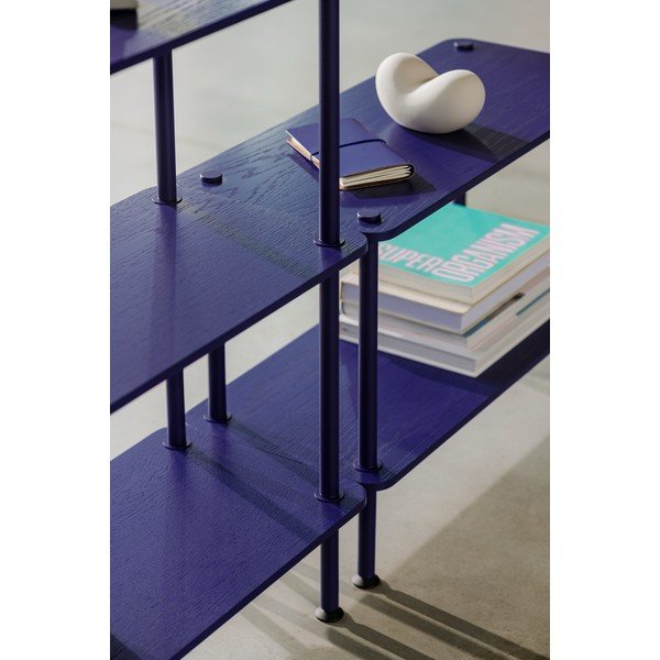 Mėlynos spalvos pastatoma lentyna iš ąžuolo 80x127x35 cm Teidi – noo.ma-image-3