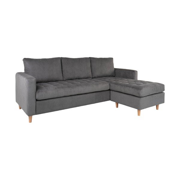 Tamsiai pilka aksominė dvipusė kampinė sofa House Nordic Firenze-image-2