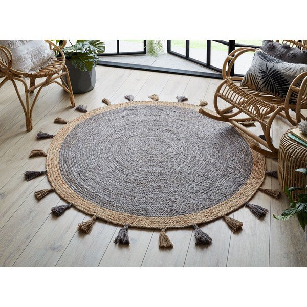 Pilkas džiuto kilimas Flair Rugs Istanbul, ⌀ 150 cm-image-1