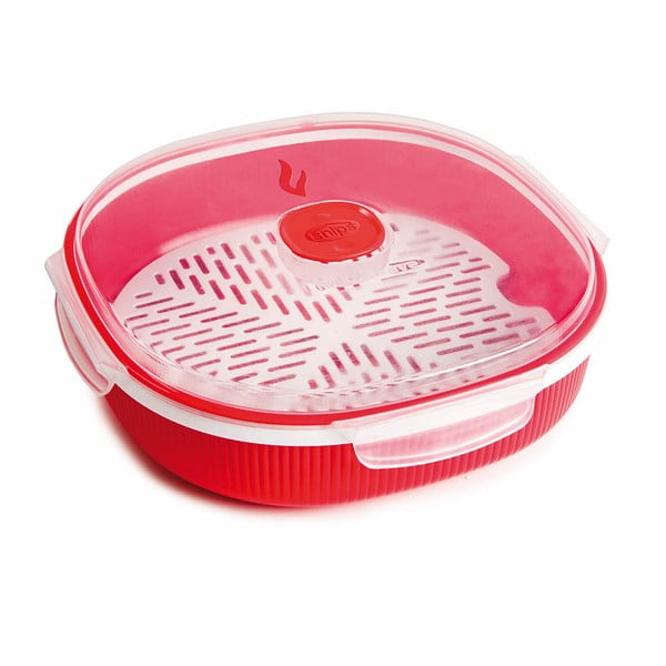 Raudonos spalvos rinkinys skirtas maistui garinti mikrobangų krosnelėje Snips Dish Steamer, 2 l-image-2