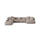 Modulinė kampinė sofa smėlio spalvos (su kairiuoju kampu/„U“ formos) Martina – Micadoni Home