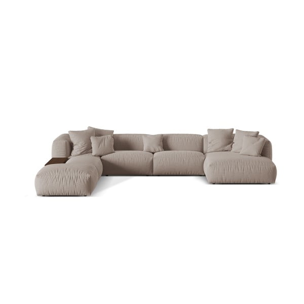Modulinė kampinė sofa smėlio spalvos (su kairiuoju kampu/„U“ formos) Martina – Micadoni Home