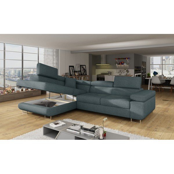 Mėlynos spalvos sulankstoma/su sandėliavimo vieta kampinė sofa (su kairiuoju kampu/„L“ formos) Anton – ELTAP-image-4