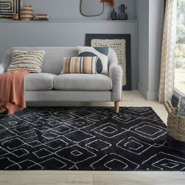 Skalbiamas kilimas juodos spalvos 160x230 cm Imran – Flair Rugs-image-1