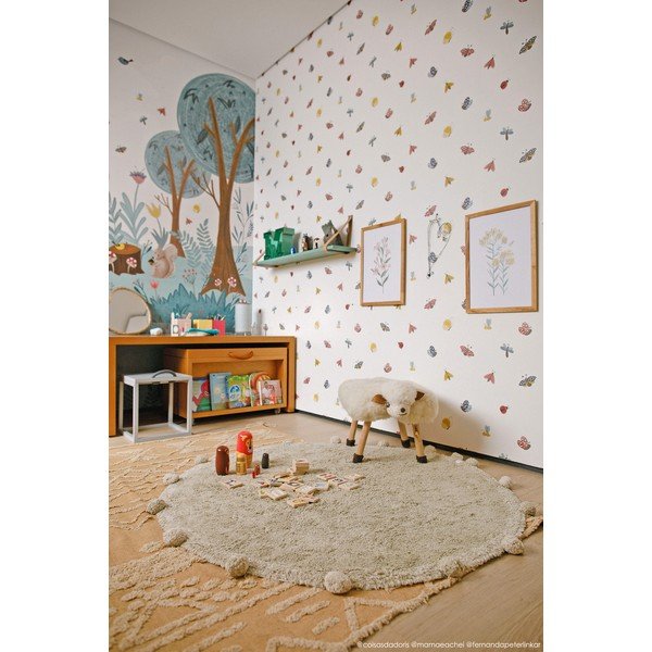 Skalbiamas/rankų darbo iš medvilnės vaikiškas kilimas šviesiai žalios spalvos ø120 cm Bubbly Olive – Lorena Canals-image-3