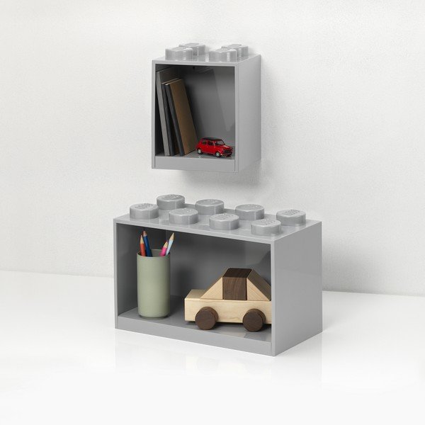 2 vaikiškų pilkų sieninių lentynų rinkinys LEGO® Brick-image-1