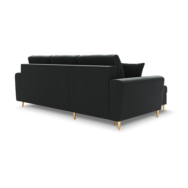 Tamsiai pilkos spalvos iš velveto sulankstoma/su sandėliavimo vieta kampinė sofa Kyoto – Cosmopolitan Design-image-3