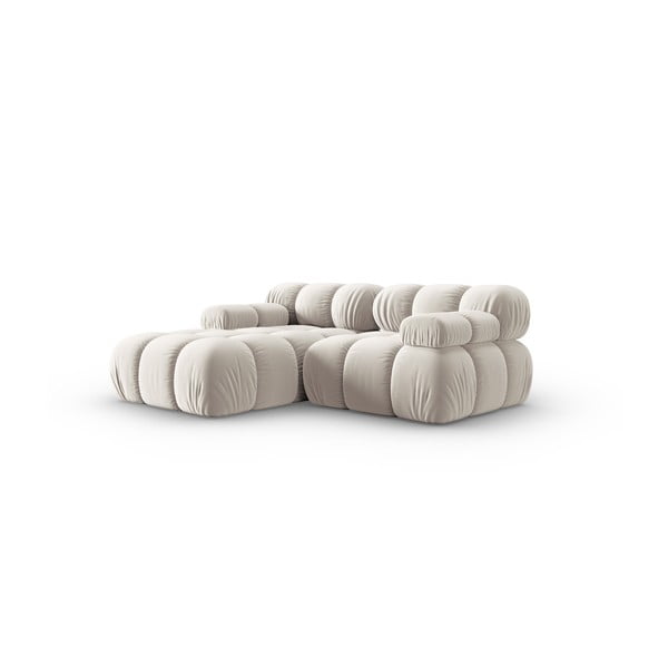 Iš velveto modulinė kampinė sofa smėlio spalvos (su kairiuoju kampu) Bellis – Micadoni -image-3
