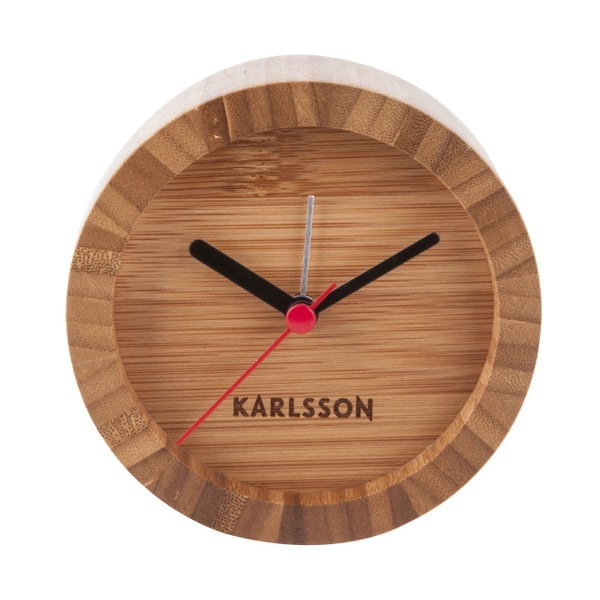 Rudas bambuko stalo laikrodis su žadintuvu Karlsson Tom
