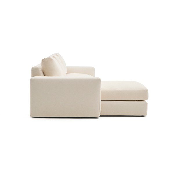 Smėlio spalvos kampinė sofa iš šenilinio audinio (su kairiuoju kampu/su gultu) Alea – Kave Home-image-3