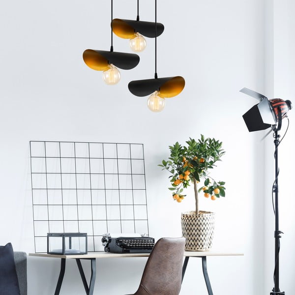 Kabantis šviestuvas juodos spalvos/auksinės spalvos ø 45 cm su metaliniu gaubtu Sivani – Opviq lights-image-1