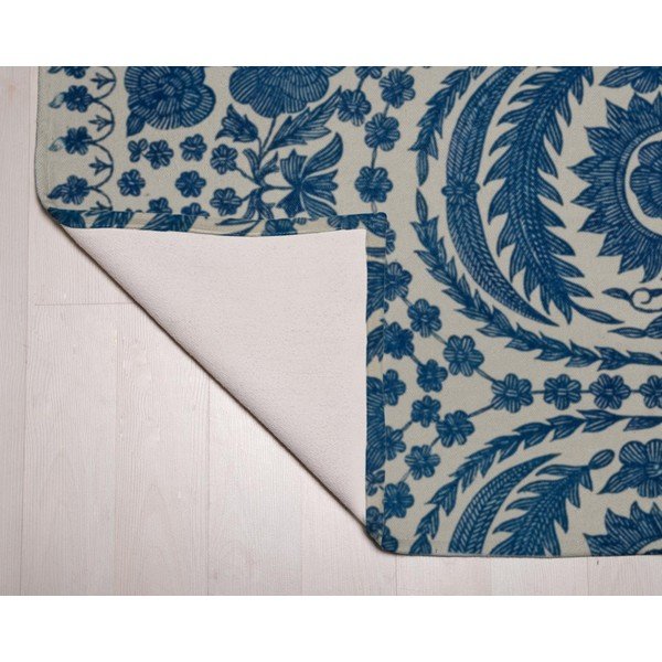 Mėlynas kilimėlis su medvilne Velver Atelier Blue Flowers, 55 x 135 cm-image-2