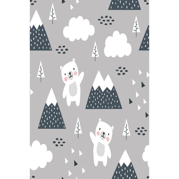 Pilkas neslystantis kilimas vaikams Conceptum Hypnose Bears, 80 x 120 cm-image-4