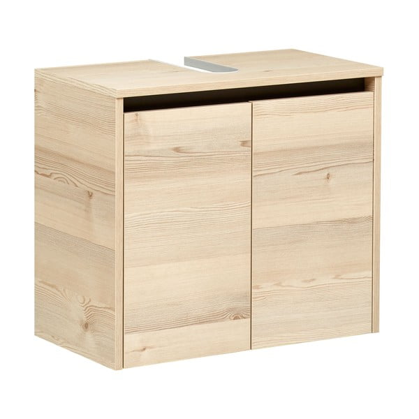 Natūralios spalvos pakabinama spintelė po kriaukle iš pušies 53x60 cm Quickset 393 – Pelipal