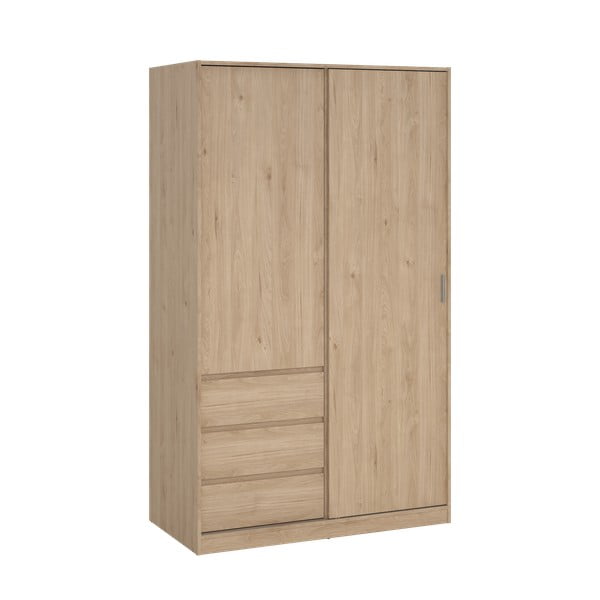 Natūralios spalvos drabužių spinta iš ąžuolo su stumdomomis durimis 119x200x60 cm Naia – Tvilum-image-2