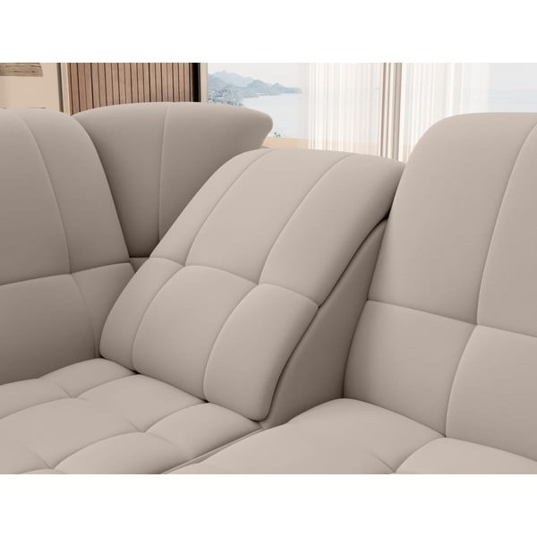 Smėlio spalvos iš velveto sulankstoma/su sandėliavimo vieta kampinė sofa (su kairiuoju kampu/„L“ formos) Sado – ELTAP-image-1