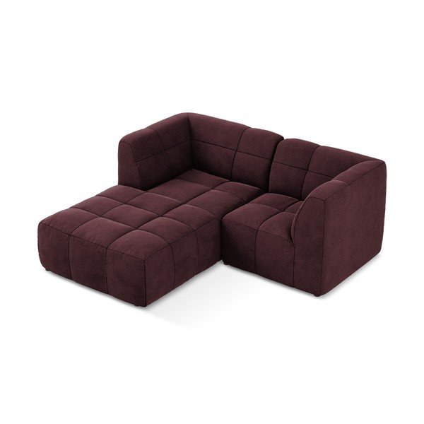 Bordo spalvos kampinė sofa iš velveto (su kairiuoju kampu/su gultu) Aloha – Makamii-image-3