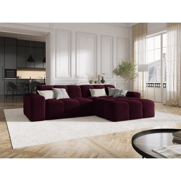 Bordo aksomo kampinė sofa (dešinysis kampas) Kendal - Micadoni Home-image-1