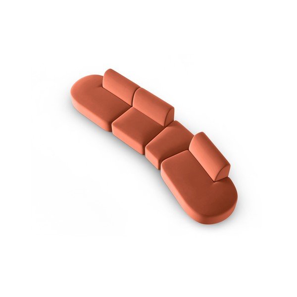 Rožinės spalvos iš velveto sofa su dešiniuoju kampu 428 cm Paolo – Milo Casa-image-1