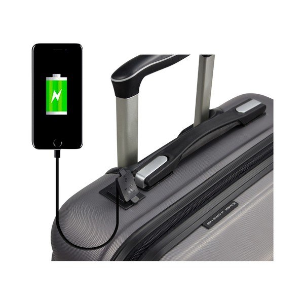 Pilkas kelioninis lagaminas ant ratukų su USB jungtimi My Valice COLORS RESSNO Medium Suitcase-image-3