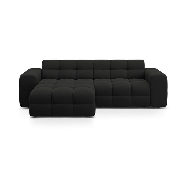 Juodos spalvos kampinė sofa (su kairiuoju kampu/su gultu) Kendal – Micadoni 
