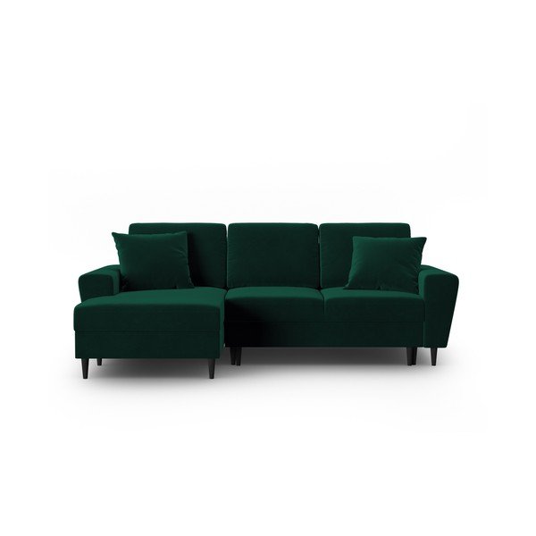 Žalios spalvos iš velveto sulankstoma/su sandėliavimo vieta kampinė sofa (su kairiuoju kampu/su gultu) Kyoto – Cosmopolitan Design