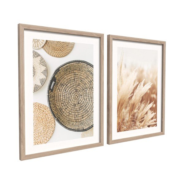 Spausdinti paveikslai su rėmeliu 2 vnt. 30x40 cm Full Beige – Styler-image-2
