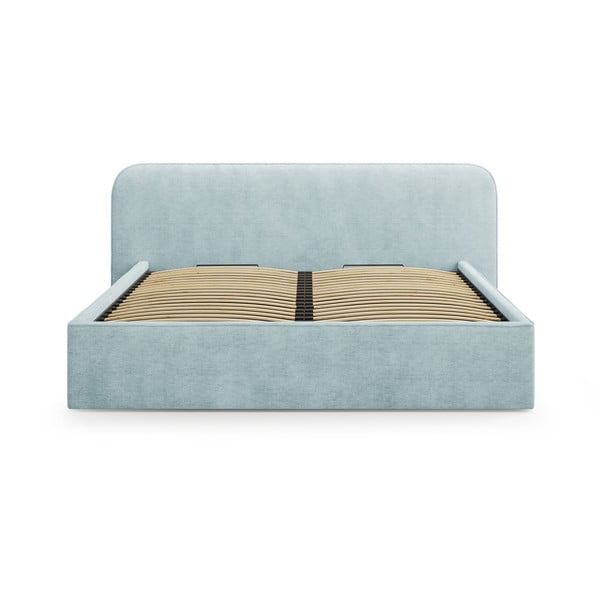 Mėtų spalvos dvigulė lova audiniu dengta su sandėliavimo vieta su lovos grotelėmis 140x200 cm Elizabeth – Micadoni -image-4