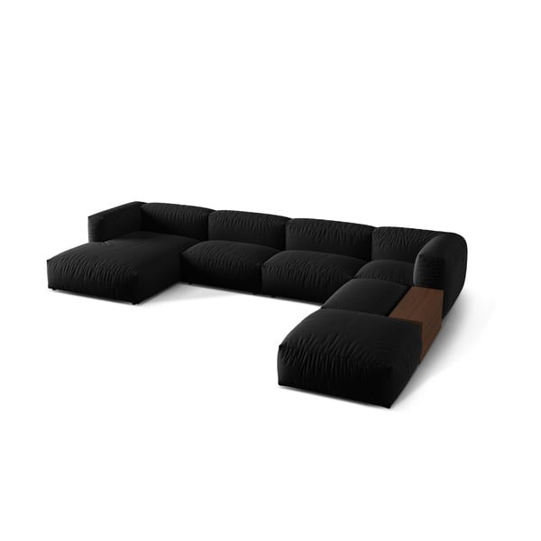 Modulinė kampinė sofa juodos spalvos (su dešiniuoju kampu/„U“ formos) Martina – Micadoni Home-image-2