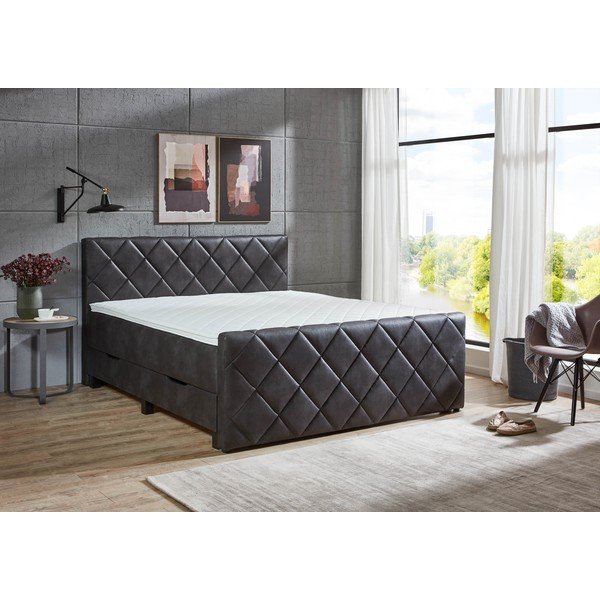 Spyruoklinė lova juodos spalvos su sandėliavimo vieta 180x200 cm Chester – Rojaplast-image-3