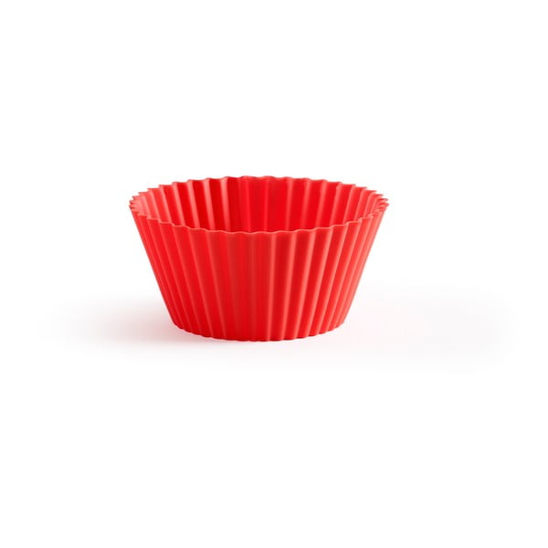 12 raudonų silikoninių keksiukų puodelių rinkinys Lékué Single, ⌀ 7 cm