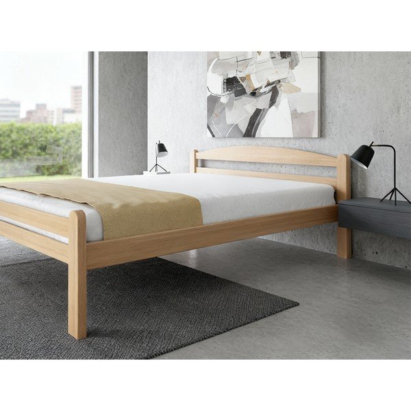Natūralios spalvos iš buko masyvo dvigulė lova su lovos grotelėmis 180x200 cm Bellariva – B.E.S.-image-1