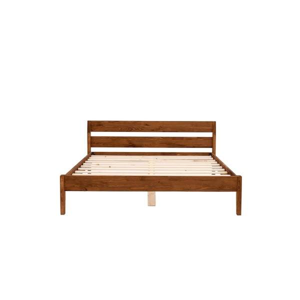 Iš eglės medžio masyvo dvigulė lova natūralios spalvos/tamsiai rudos spalvos su lovos grotelėmis 160x200 cm Venus – Kalune Design-image-4