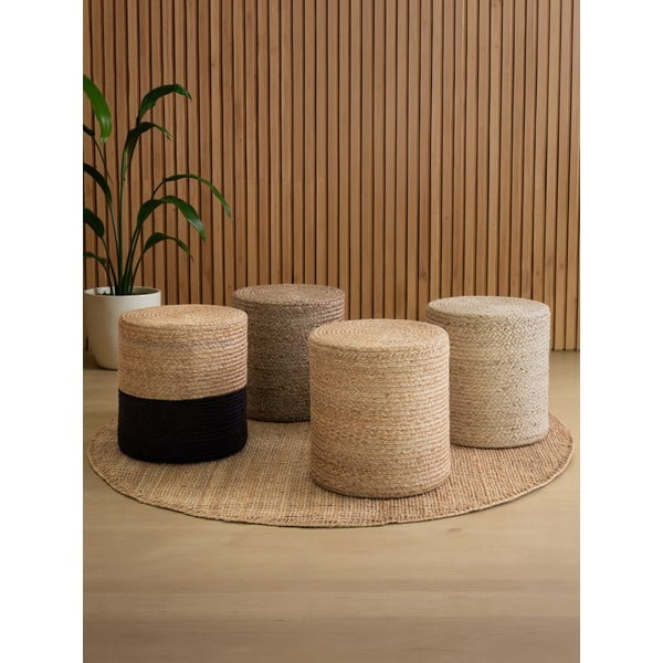 Natūralios spalvos pufas Jutta Gold – Hanse Home-image-3