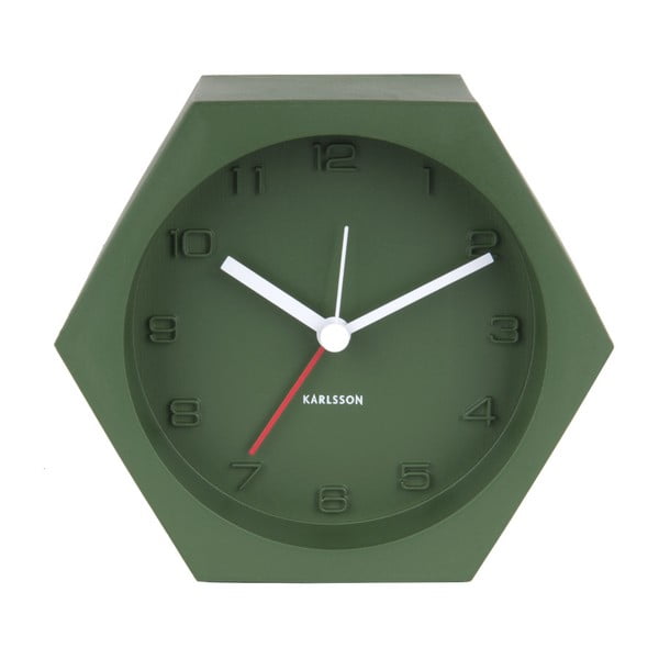 Žalias Karlsono šešiakampis stalinis laikrodis, plotis 11,5 cm
