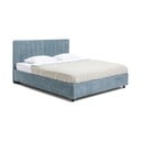 Mėlynos spalvos dvigulė lova audiniu dengta su sandėliavimo vieta su grotelėmis 180x200 cm Myra Slim Line – Bonami Selection