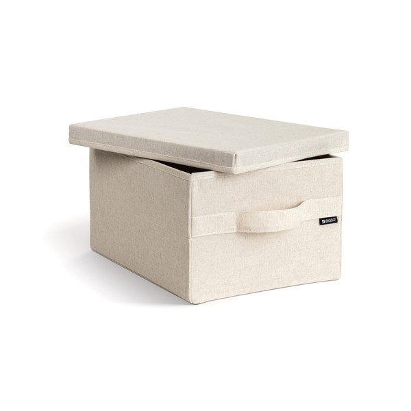 Smėlio spalvos iš tekstilės daiktadėžė su dangčiu 27x36x19 cm Soft Storage Small – Bigso-image-3