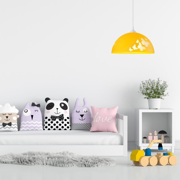 Vaikiškas šviestuvas ochros spalvos ø 30 cm su stiklo gaubtu Mariposa – LAMKUR-image-3