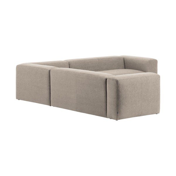 Smėlio spalvos kampinė sofa iš šenilinio audinio Blok – Kave Home-image-4