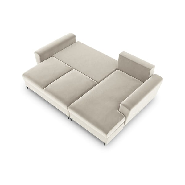 Smėlio spalvos iš velveto sulankstoma/su sandėliavimo vieta kampinė sofa (su dešiniuoju kampu/su gultu) Kyoto – Cosmopolitan Design-image-2