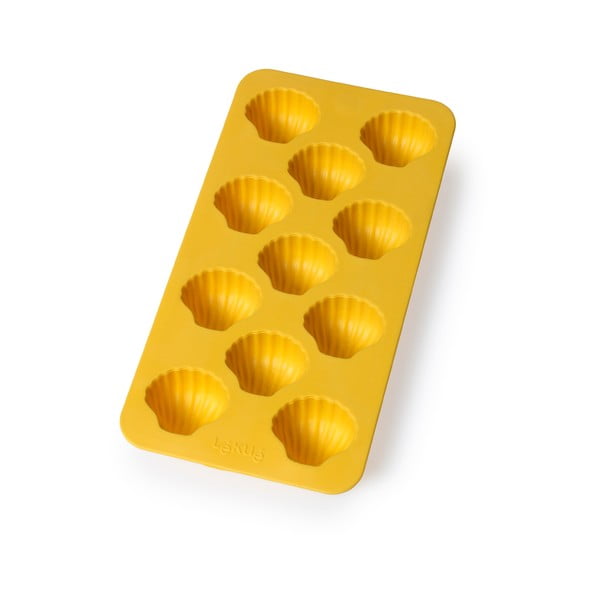 Geltonos spalvos silikoninė ledo forma Lékué Shell, 11 kubelių