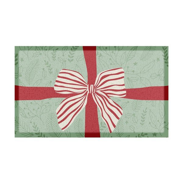 Iš perdirbto plastiko grindų kilimėlis su Kalėdų motyvu 40x70 cm Red & White Stripe Bow – Artsy Doormats