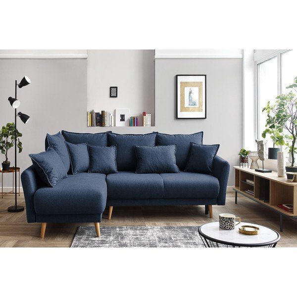 Tamsiai mėlyna "Bobochic Paris Mia" sofa-lova, kairysis kampas-image-1